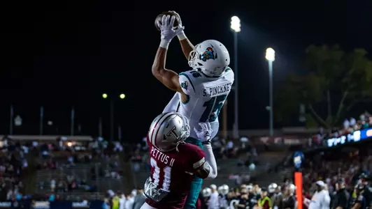 Sam Pinckney leaping TD catch at Troy (2022 SBC Championship game)