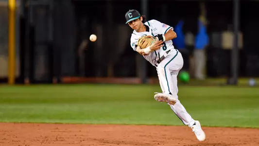 Dean Mihos with a play in the field vs. Fairfield (Feb. 17)