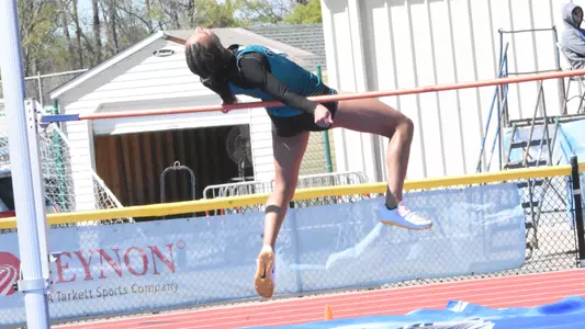 Camryn Lorick high jump event at the 2023 MB Collegiate Challenge