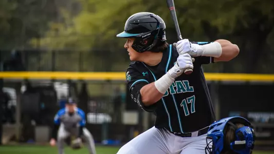 Caden Bodine at the plate versus Creighton (Feb. 2023)