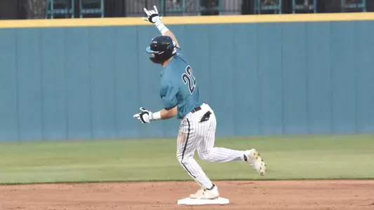 Graham Brown rounds second after home run versus CofC (4-19-23)