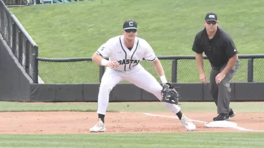Zack Beach at first base versus USM (4-22-23)