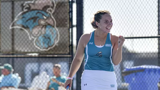 Megan Hopton celebrates a point versus Louisiana (3-25-23)