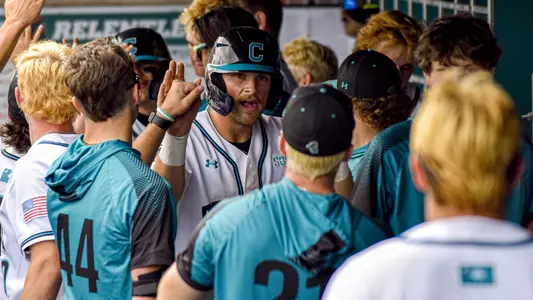 Zack Beach home run high fives in the dugout versus Southern Miss (4-22-23)