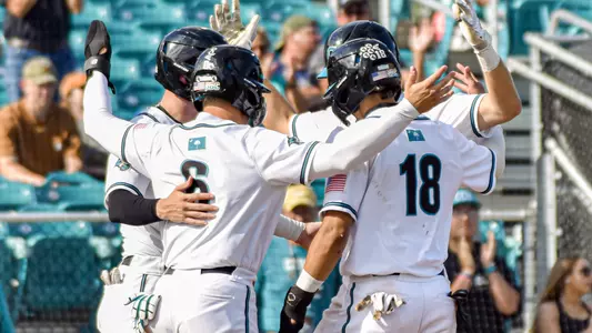 Home Run Celebration at home plate versus USM (2023)