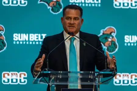 during Sun Belt Football Media Days at Sheraton New Orleans on July 26, 2023 in New Orleans, Louisiana. (Photograph by AJ Henderson, Sun Belt Conference)