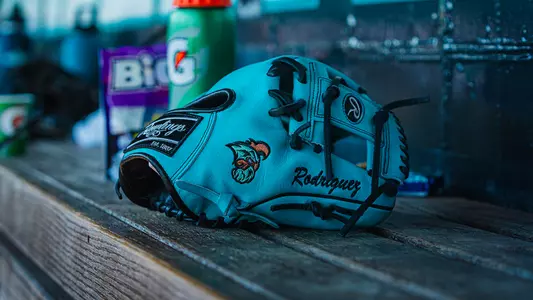Glove on dugout bench