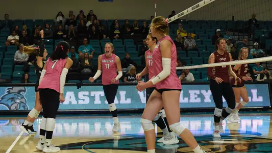 Emma celebrating the point vs CofC