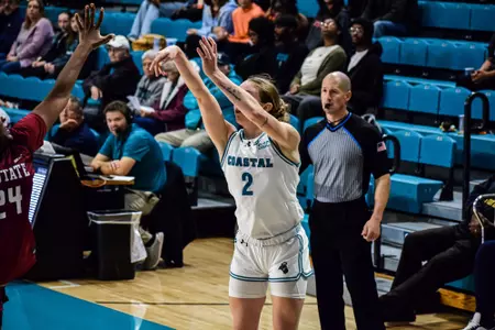 Savannah Brooks shoots ball against SC State on 12/21/2024