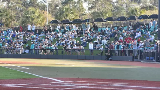 Fans on the berm at baseball