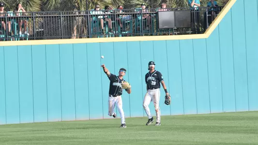 Sebuck throwing ball in after fly out