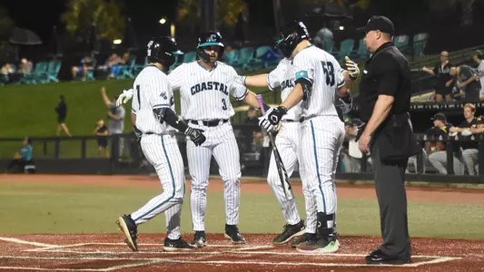 Celebrating a 3-run Barthol HR
