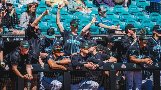 Team cheering in dugout