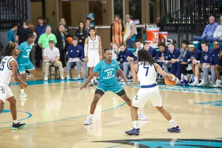 Denzel Hines guards against Georgia Southern on 1/16/2025
