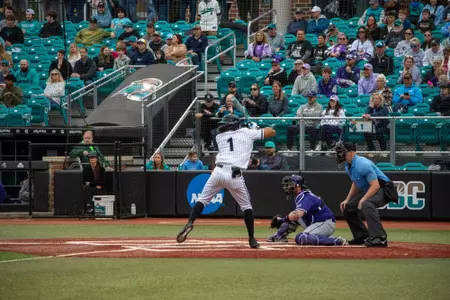 Sebastian Alexander takes at bat against Kansas State on 2/15/2025