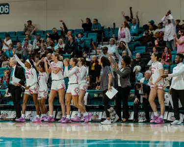 WBB celebrates against Buffalo on 2/8/2025