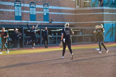 Abby Henderson walks off to celebration against Wisconsin on 3/1/2025