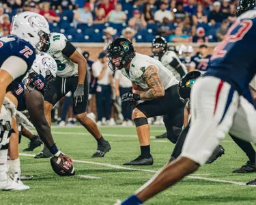 Shane Bruce lines up for play against South Alabama on 9/20/2025