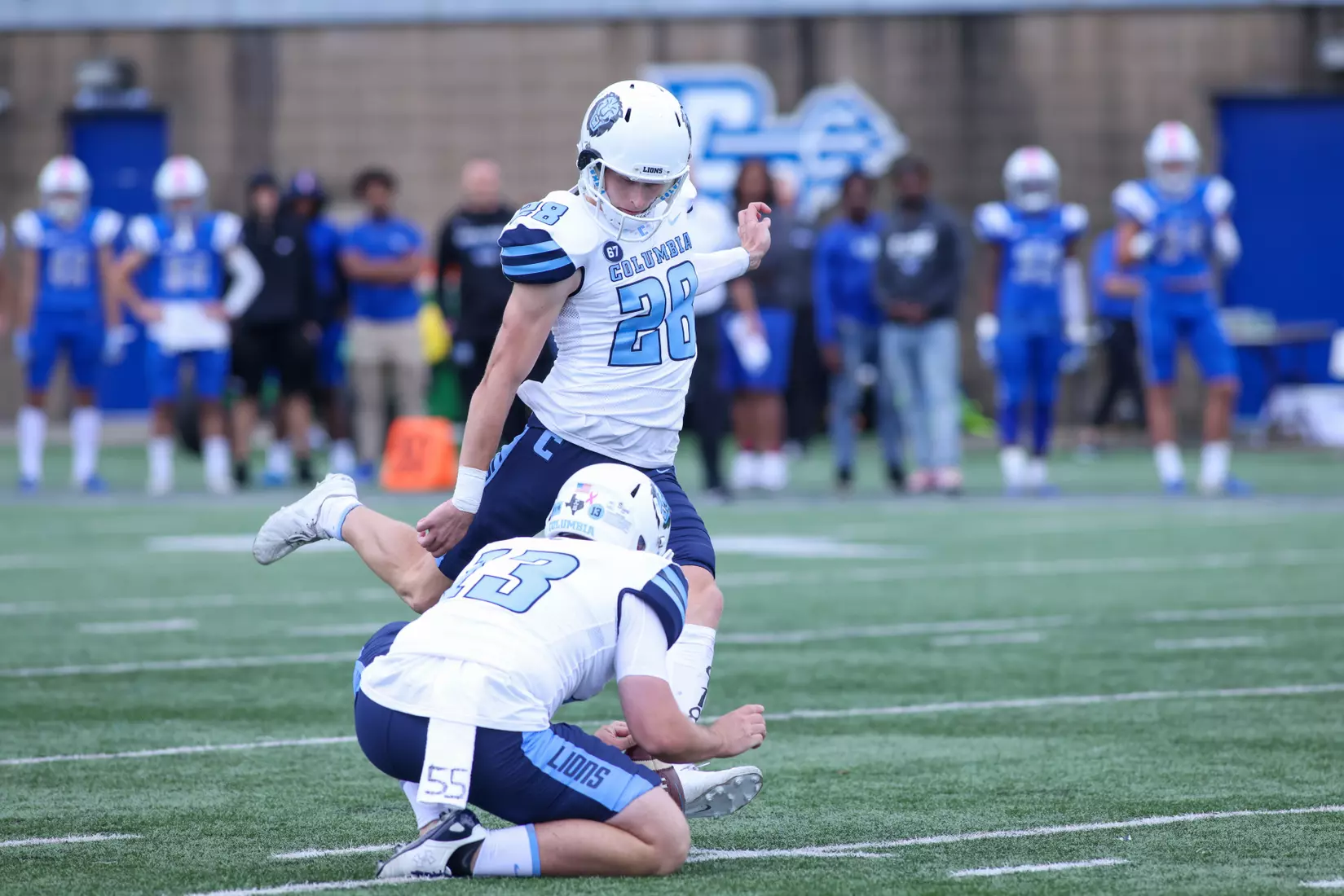 Oct. 09, 2021; New Britain, Connecticut, USA; during a nonconference matchup between Columbia and Central Connecticut State at Arute Stadium. The Lions won the game 22-20 over the Blue Devils. Photo by Foley-Photography.