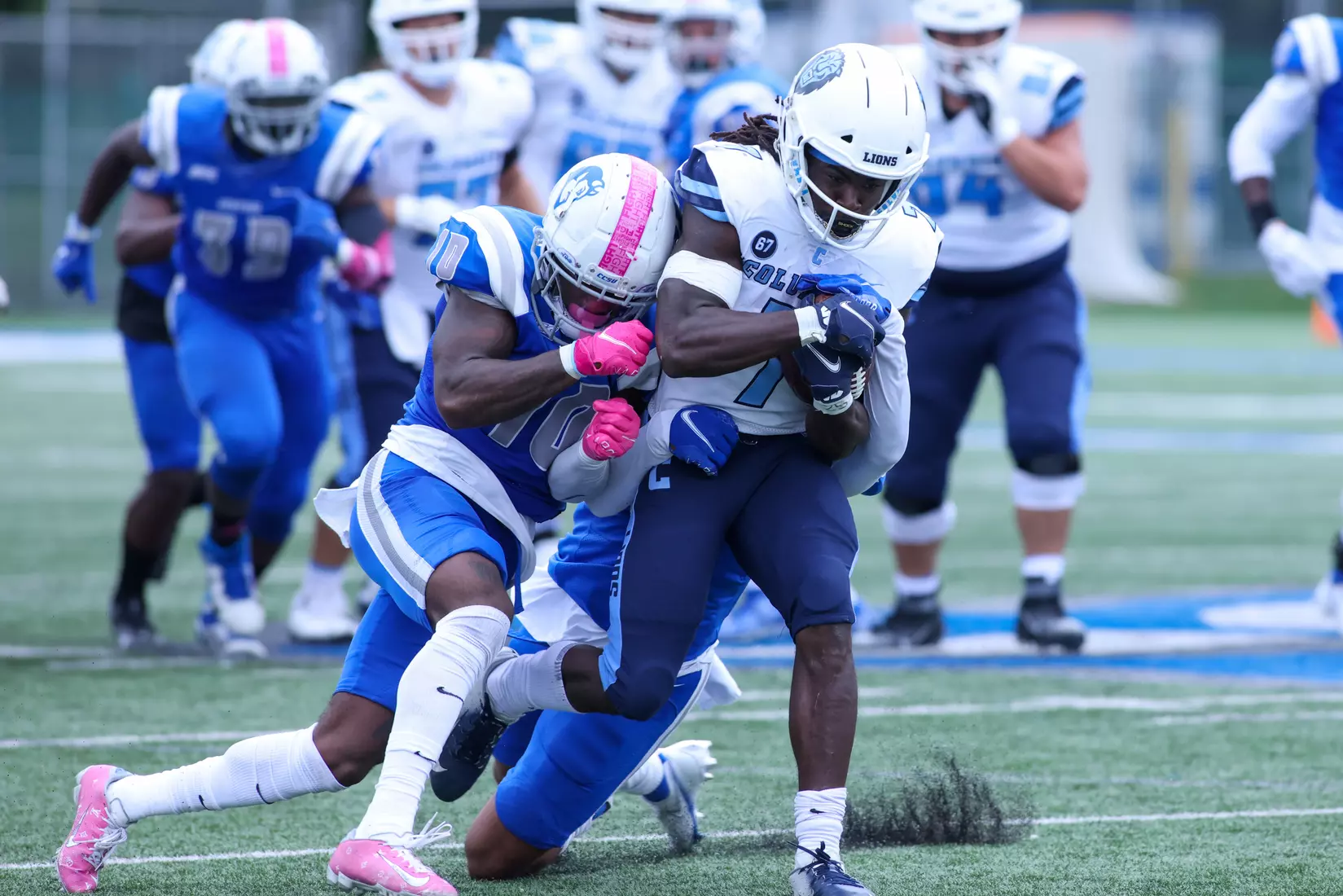 Oct. 09, 2021; New Britain, Connecticut, USA; during a nonconference matchup between Columbia and Central Connecticut State at Arute Stadium. The Lions won the game 22-20 over the Blue Devils. Photo by Foley-Photography.