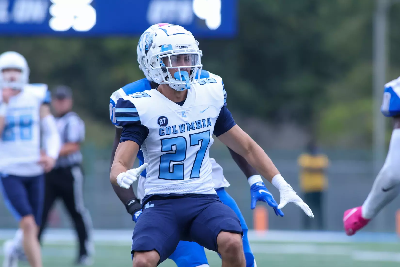 Oct. 09, 2021; New Britain, Connecticut, USA; during a nonconference matchup between Columbia and Central Connecticut State at Arute Stadium. The Lions won the game 22-20 over the Blue Devils. Photo by Foley-Photography.