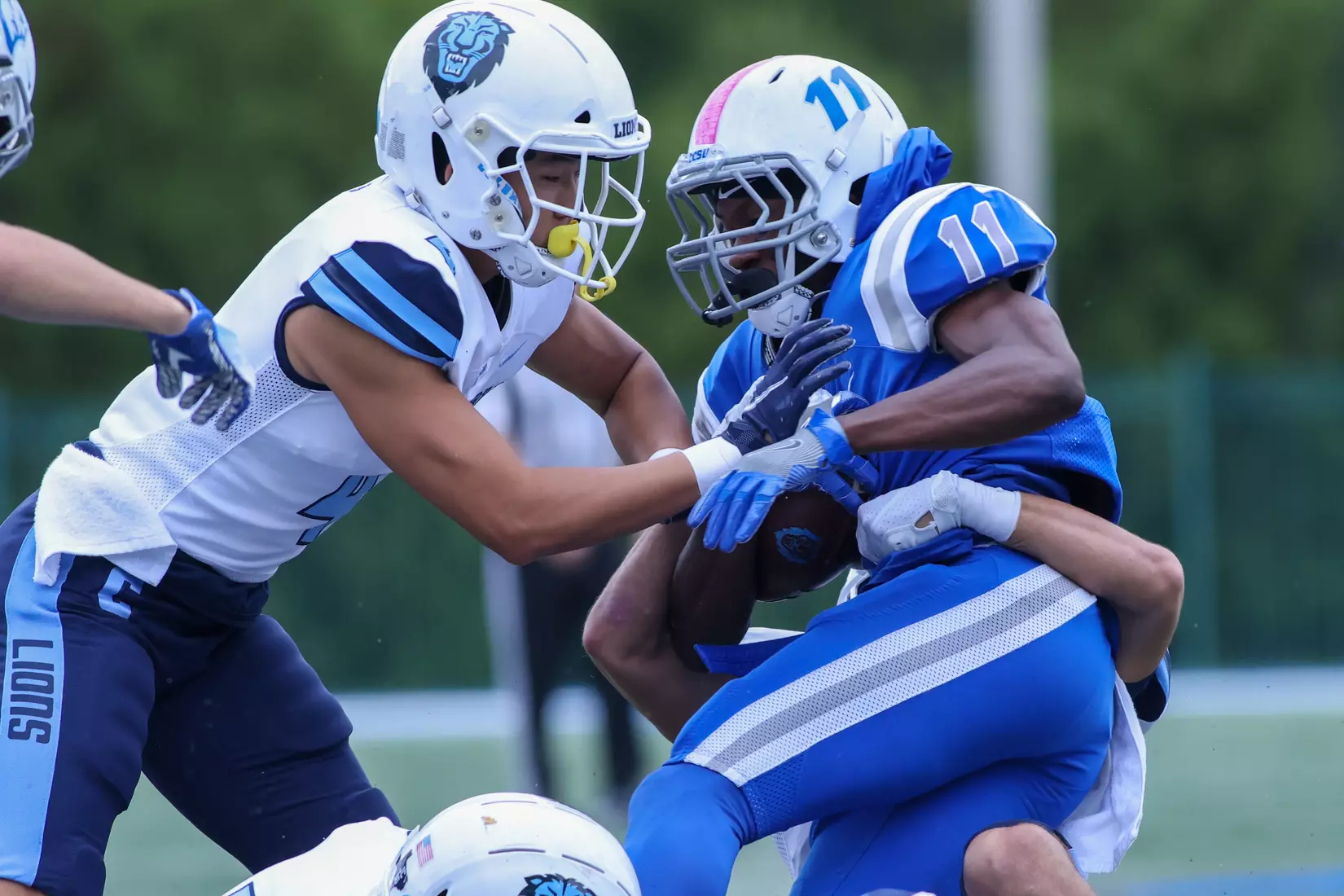 Oct. 09, 2021; New Britain, Connecticut, USA; during a nonconference matchup between Columbia and Central Connecticut State at Arute Stadium. The Lions won the game 22-20 over the Blue Devils. Photo by Foley-Photography.