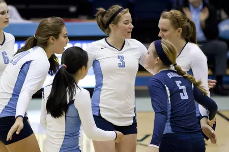 Volleyball Downs Dartmouth 3-2 on Senior Night