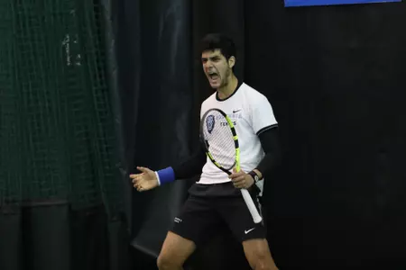 Rian Pandole competing against No. 11 Notre Dame on Saturday, Feb. 16