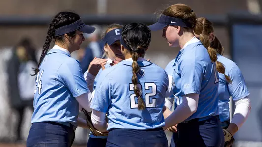 Softball Infield Huddle with Pinarski 2019