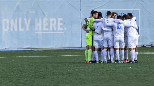 Men's Soccer Team Huddle 2018 Only Here