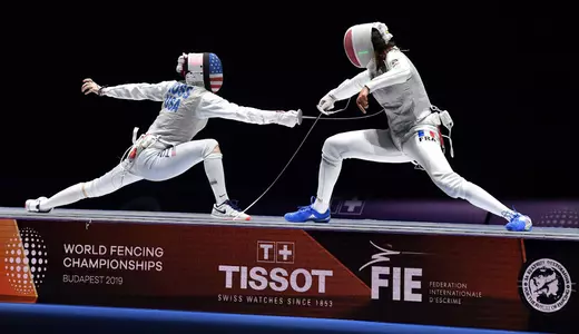 Budapest, 22 July 2019
World Championships Foil Women and Epee Men day 8
In photo: FRANCE vs USA, THIBUS Ysaora vs ROSS Nicole
Photo by #BizziTeam