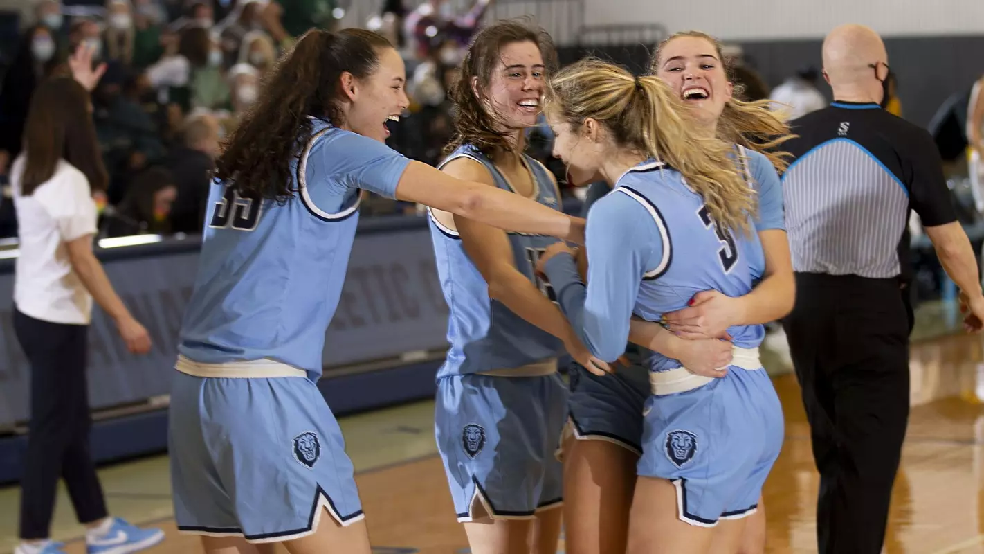 WBB vs Dartmouth Headline 2022 Celebration on Court