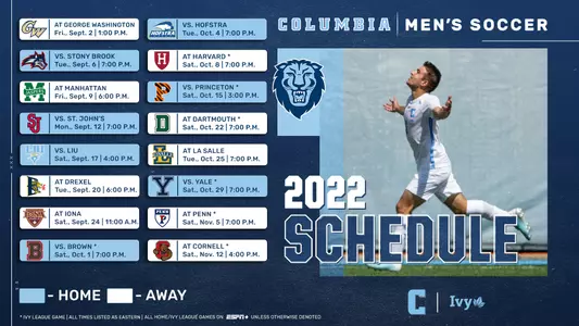 2022 Columbia Men's Soccer Schedule Graphic