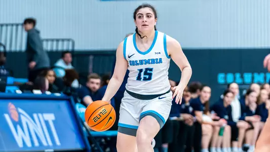 Carly Rivera 2023 WNIT FDU Dribbling up Court