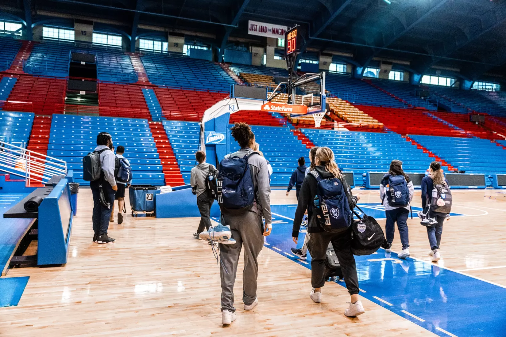 Columbia WBB practices at historic Allen Fieldhouse in preparation for the 2023 WNIT Championship Game against Kansas