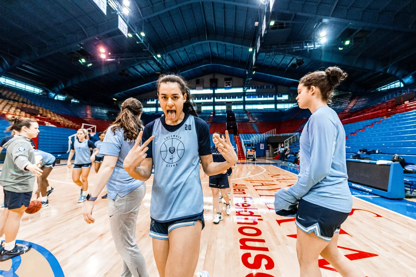 Columbia WBB practices at historic Allen Fieldhouse in preparation for the 2023 WNIT Championship Game against Kansas