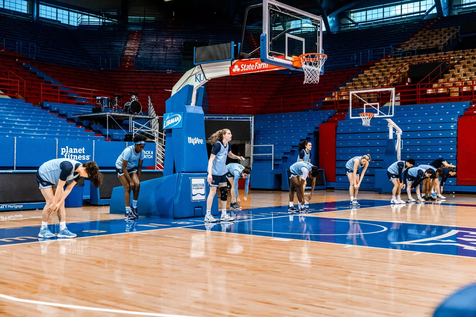 Columbia WBB practices at historic Allen Fieldhouse in preparation for the 2023 WNIT Championship Game against Kansas