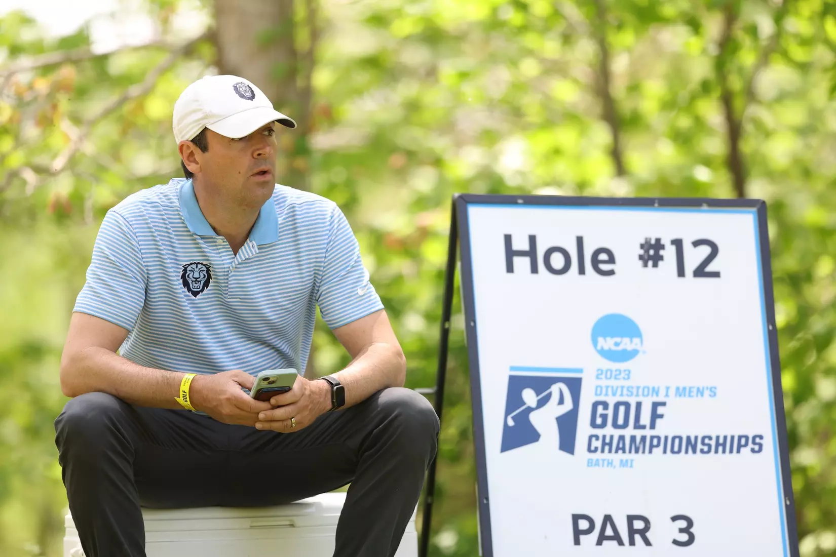 Head coach Rich Mueller at the 2023 NCAA Men's Golf Regional in Bath, Michigan (Eagle Eye Golf Club)