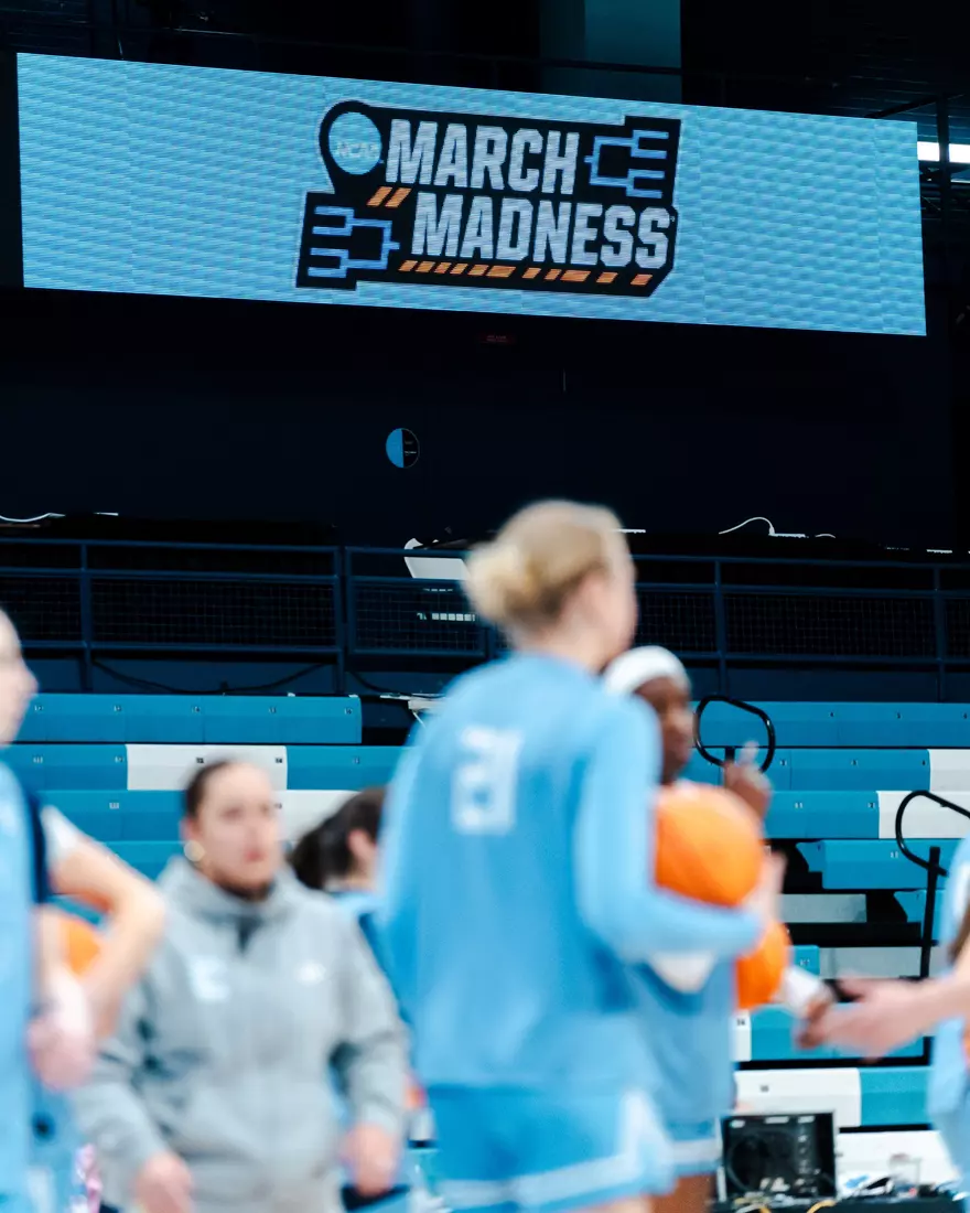 Images from Columbia women's basketball practice and press conference ahead of its NCAA First Round matchup against West Virginia (March 21, 2025).