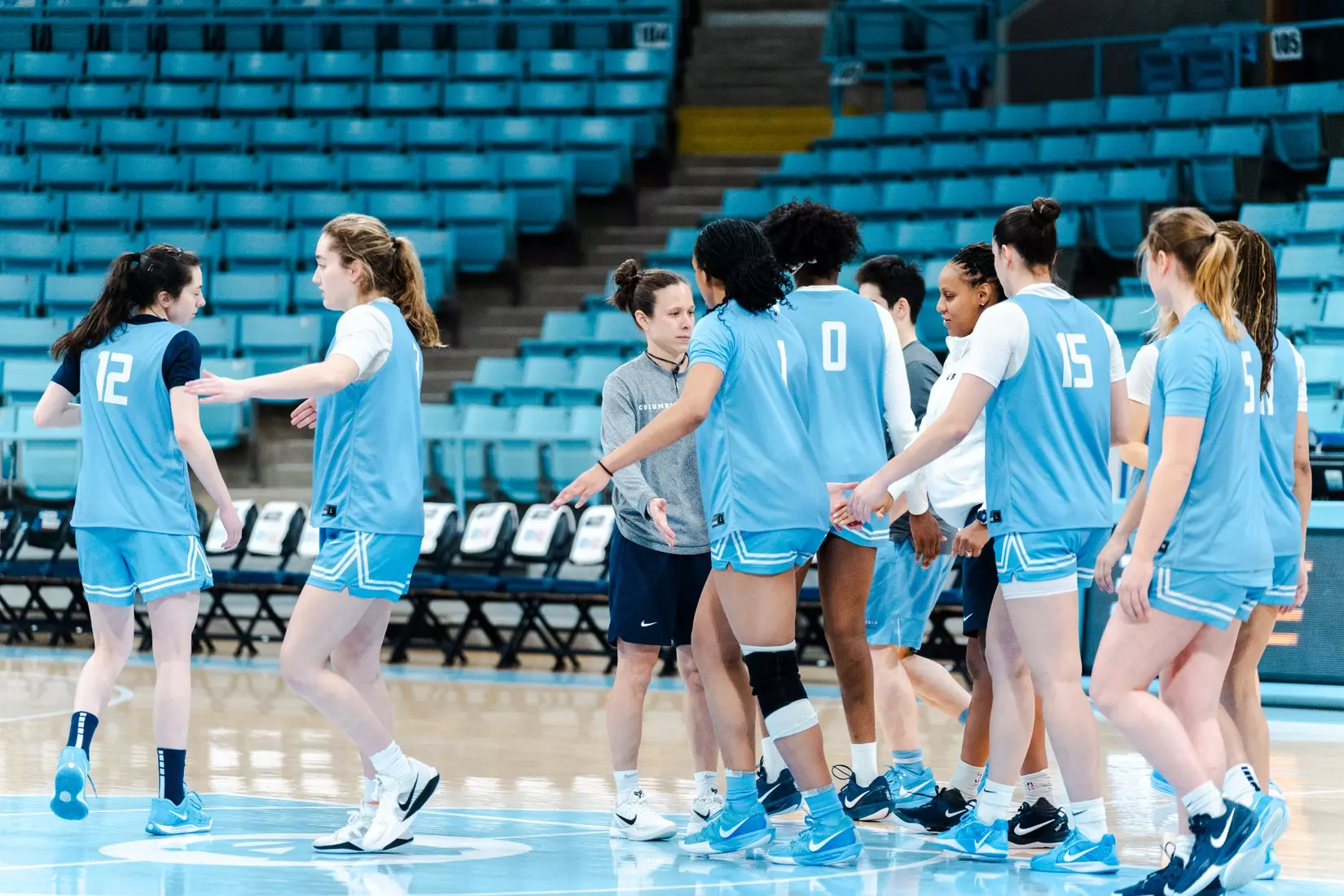 Images from Columbia women's basketball practice and press conference ahead of its NCAA First Round matchup against West Virginia (March 21, 2025).