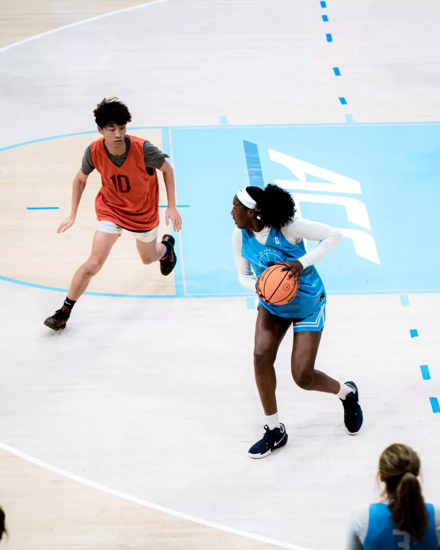 Images from Columbia women's basketball practice and press conference ahead of its NCAA First Round matchup against West Virginia (March 21, 2025).