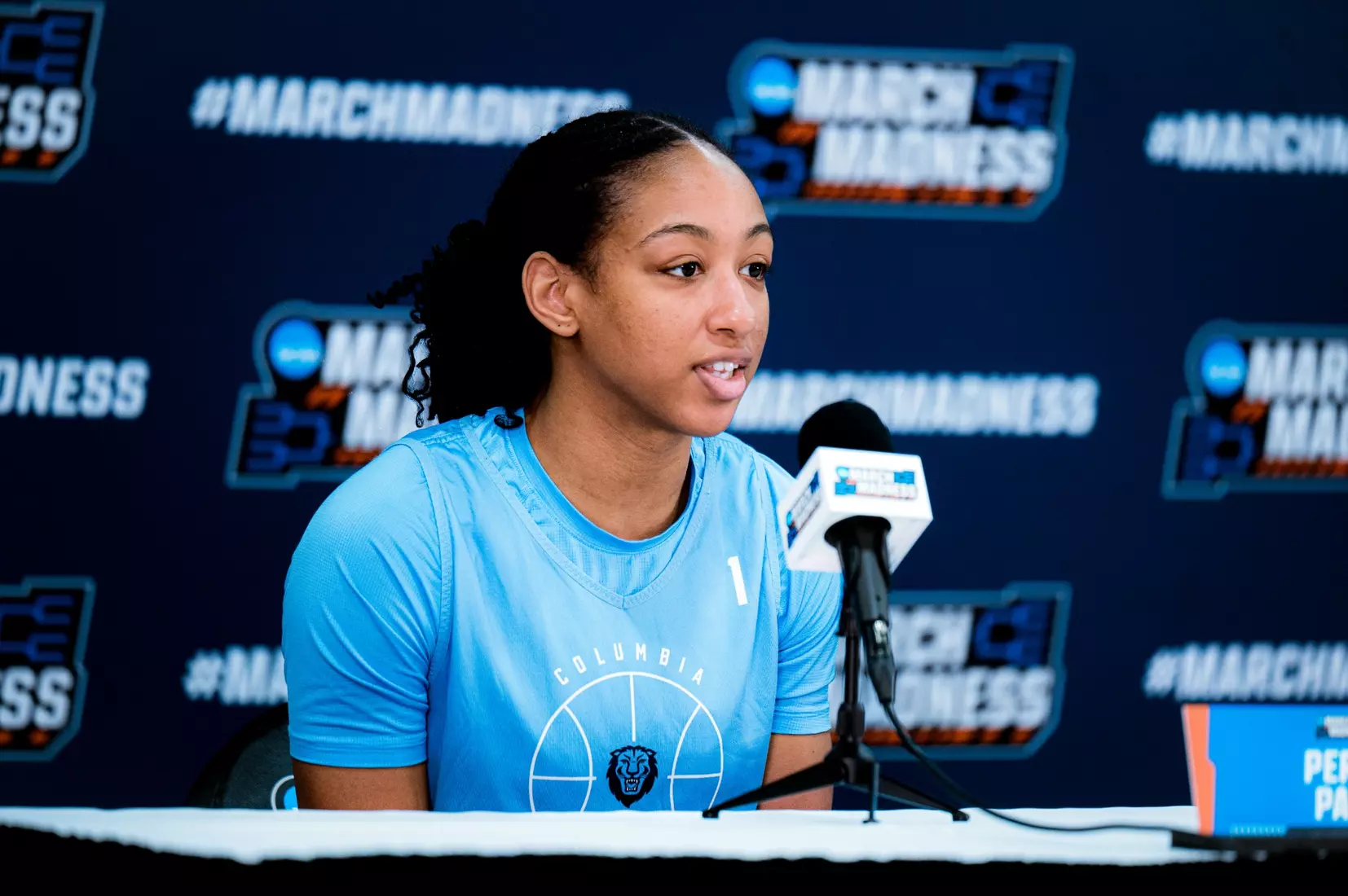 Images from Columbia women's basketball practice and press conference ahead of its NCAA First Round matchup against West Virginia (March 21, 2025).