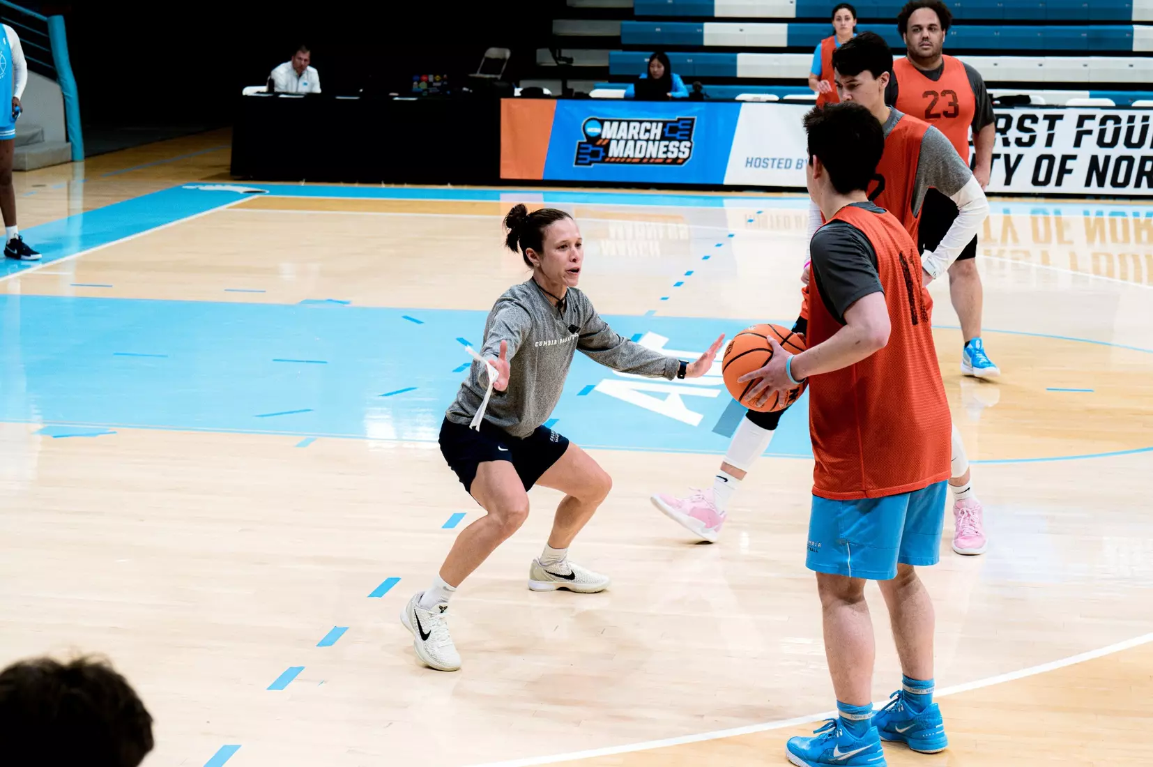 Images from Columbia women's basketball practice and press conference ahead of its NCAA First Round matchup against West Virginia (March 21, 2025).
