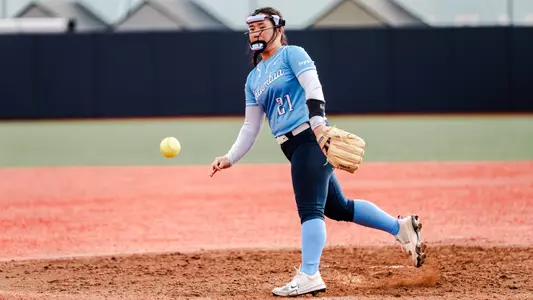 Caylene Nguyen pitches vs UAlbany