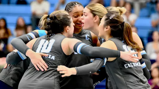 Volleyball huddle vs Cornell