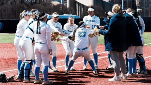 Softball team huddle