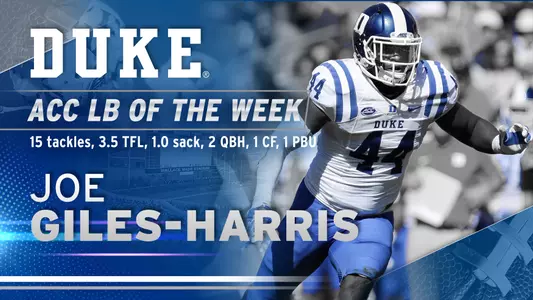 Giles-Harris Earns ACC Player of the Week Honor