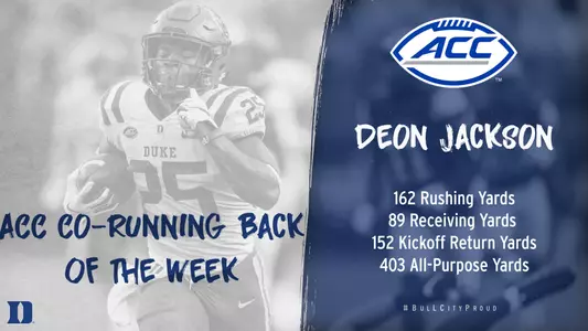 Jackson Named ACC Co-Running Back of the Week