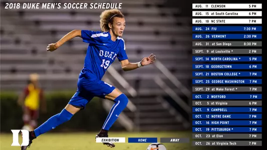 Duke Announces 2018 Men's Soccer Schedule