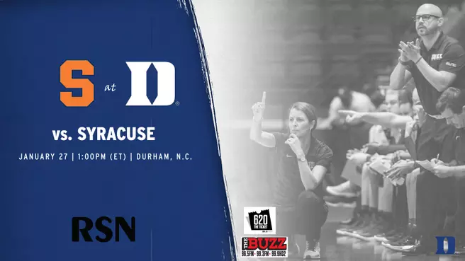 DWB Game Notes: Syracuse, Jan. 27, 1 PM, RSN-TV